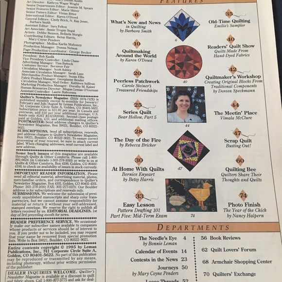 Quilter's Newsletter Magazine March 1995 Issue 270 Quilting Sewing Patterns. - Picture 4 of 13